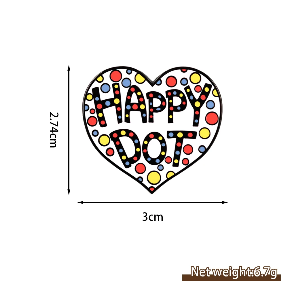 Happy Dot Herz Emaille-Pin Bunte Polka-Brosche Niedliche Lustige Anstecknadel aus der Singapur-Online-Umfrage-Gemeinschaft Geschenk für Dot-Day-Liebhaber – Detail 2