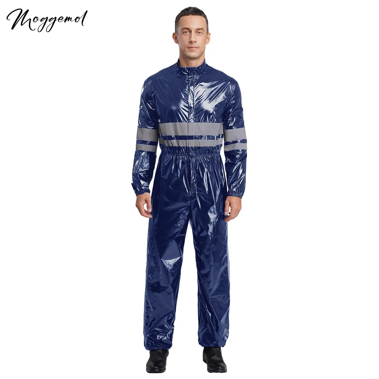 

Мужской водостойкий комбинезон со светоотражающими полосками высокой видимости, цельный комбинезон с длинными рукавами и эластичной резинкой на талии, комбинезон для мастерской