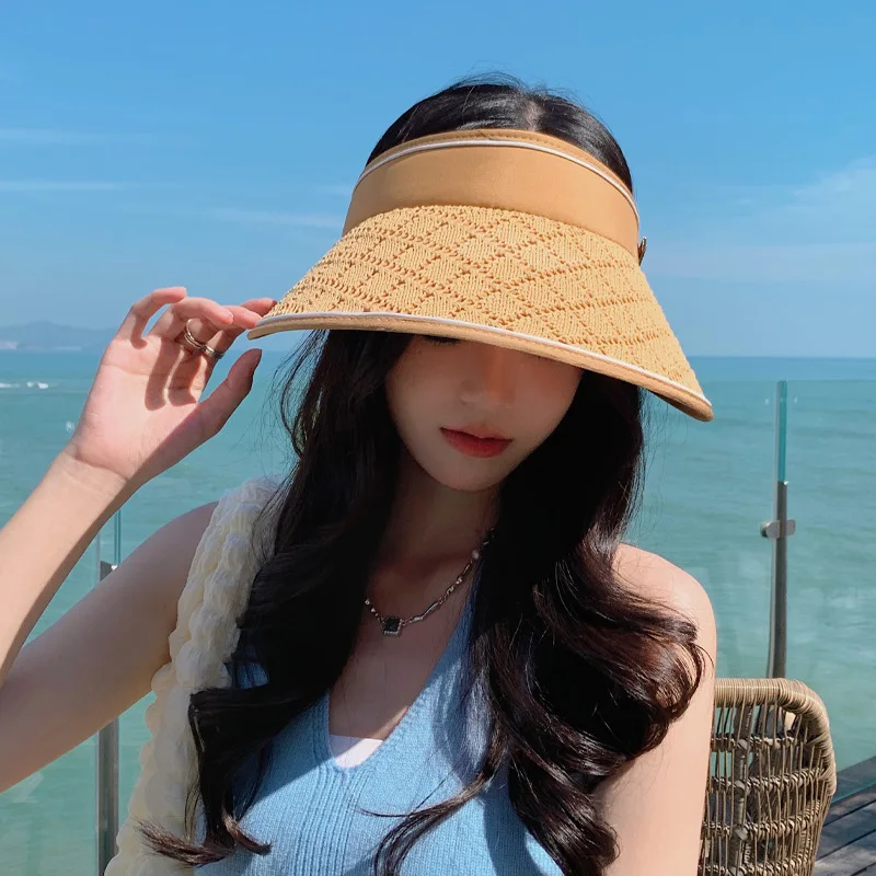 2023 Korean Female Japanese-Style and Internet-Famous Metal Label Hairpin Protection Visor Outdoor Sun Hat New