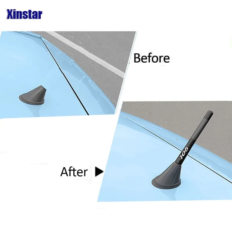 4.7 Inch Carbon Fiber Radio Antenna Sticker For Peugeot 106 107 108 206 207 208 2008 3008 306 308 307 508 407