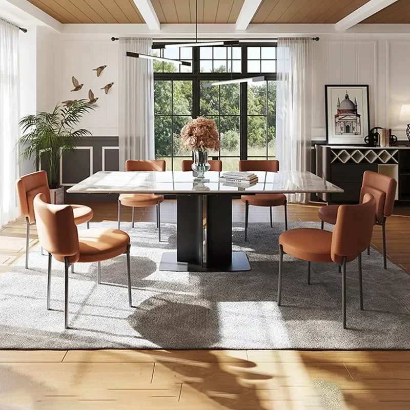 Modern retractable rock slab dining table household extendable dining table restaurant space