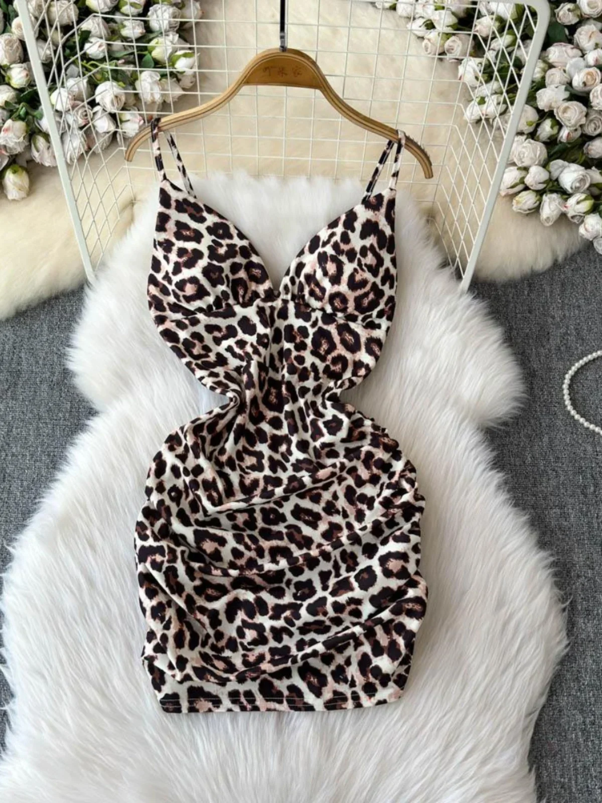 Foamlina Leopard Print Tube Dress Suspender Female Sexy Hip Wrap One-step Trendy Slim Bottom Night Club Dresses Women