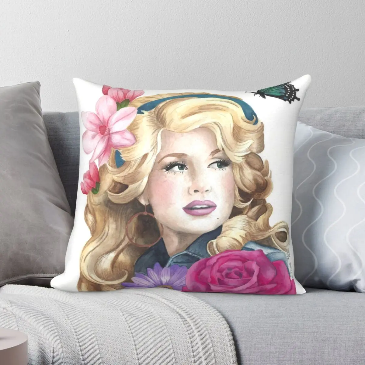 Dolly Parton Fan Art Square Pillowcase Polyester Linen Velvet Pattern Zip Decorative Throw Pillow Case Home Cushion Cover