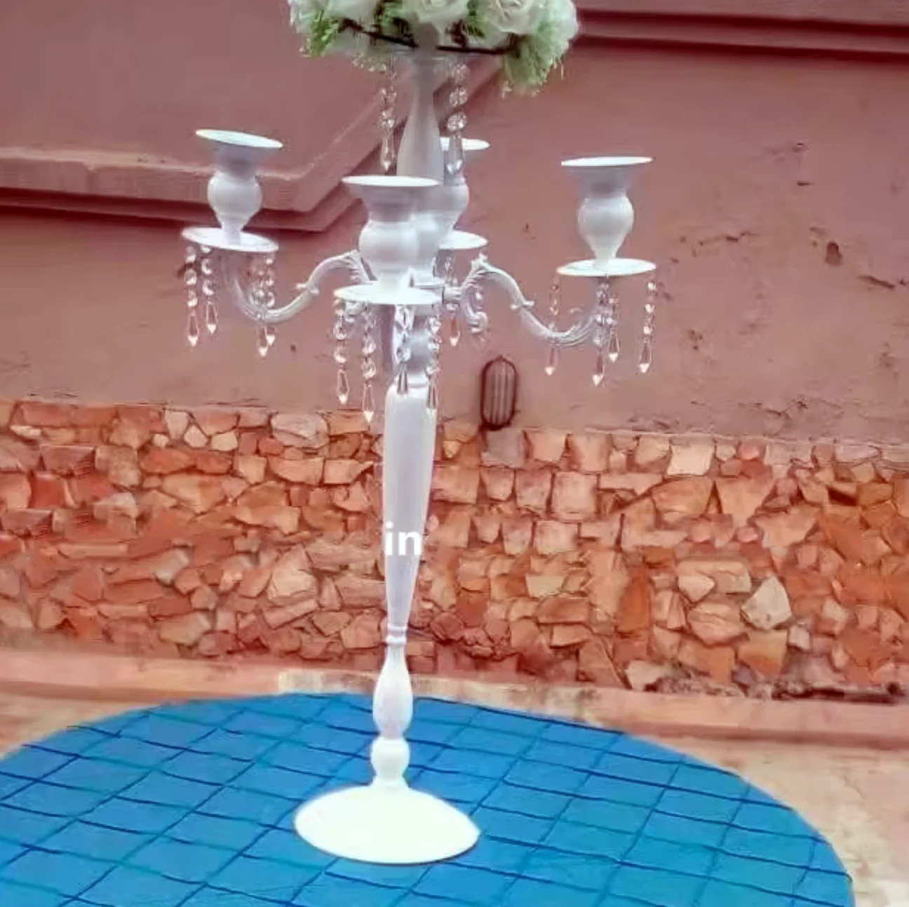 10pcs)Metal 5 cup  Gold/white Flower Stand centrepieces  for Home Wedding Decoration  senyu01047