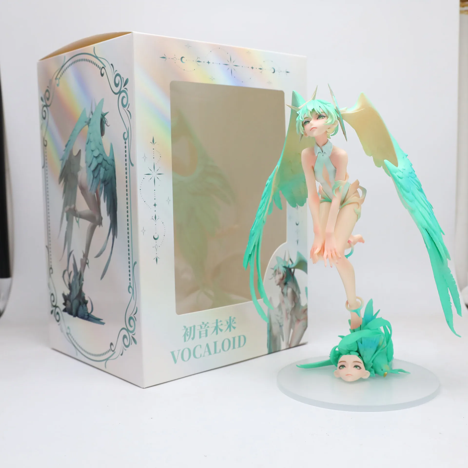 

Boxed 26CM New Anime Hatsune Miku GK Aurora Wings Kawaii Q version Figure PVC Model Toys Doll ornament Gifts