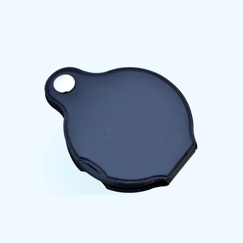 10X 50mm Foldable PU Material Reading Mini Magnifiers Portable Jewelry Loupe  Magnifying Glass Lens Pocket Magnifier