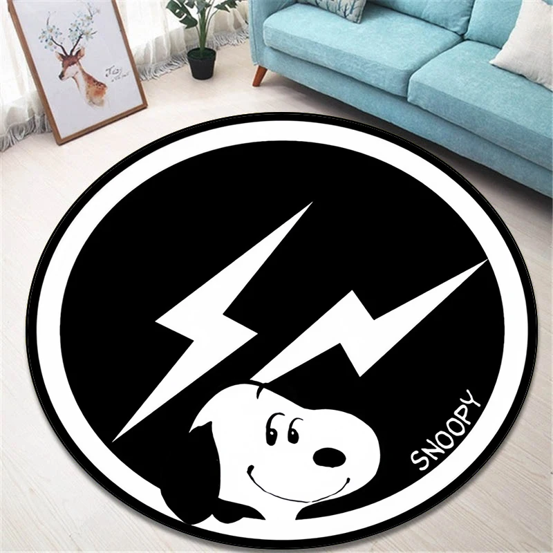 Snoopy the hottest animecartoon Round Carpet for Living Room Rugs Camping Picnic Mats Flannel Anti-Slip Rug Yoga Mat Gifts,