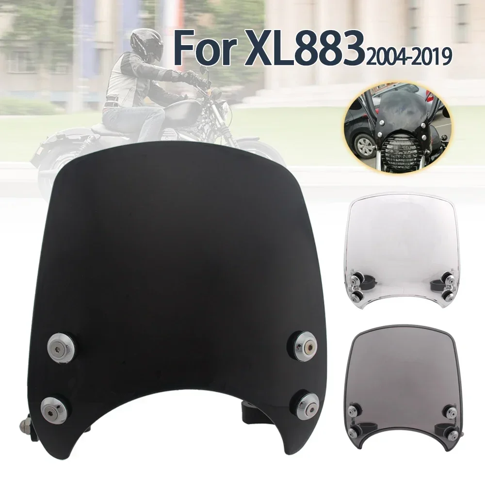 Motorcycle Windscreens Fit 39mm-41mm Forks For Harley 883 XL883 XL1200 2004-2019 Wind Deflectors Parabrisas Replace Windshield