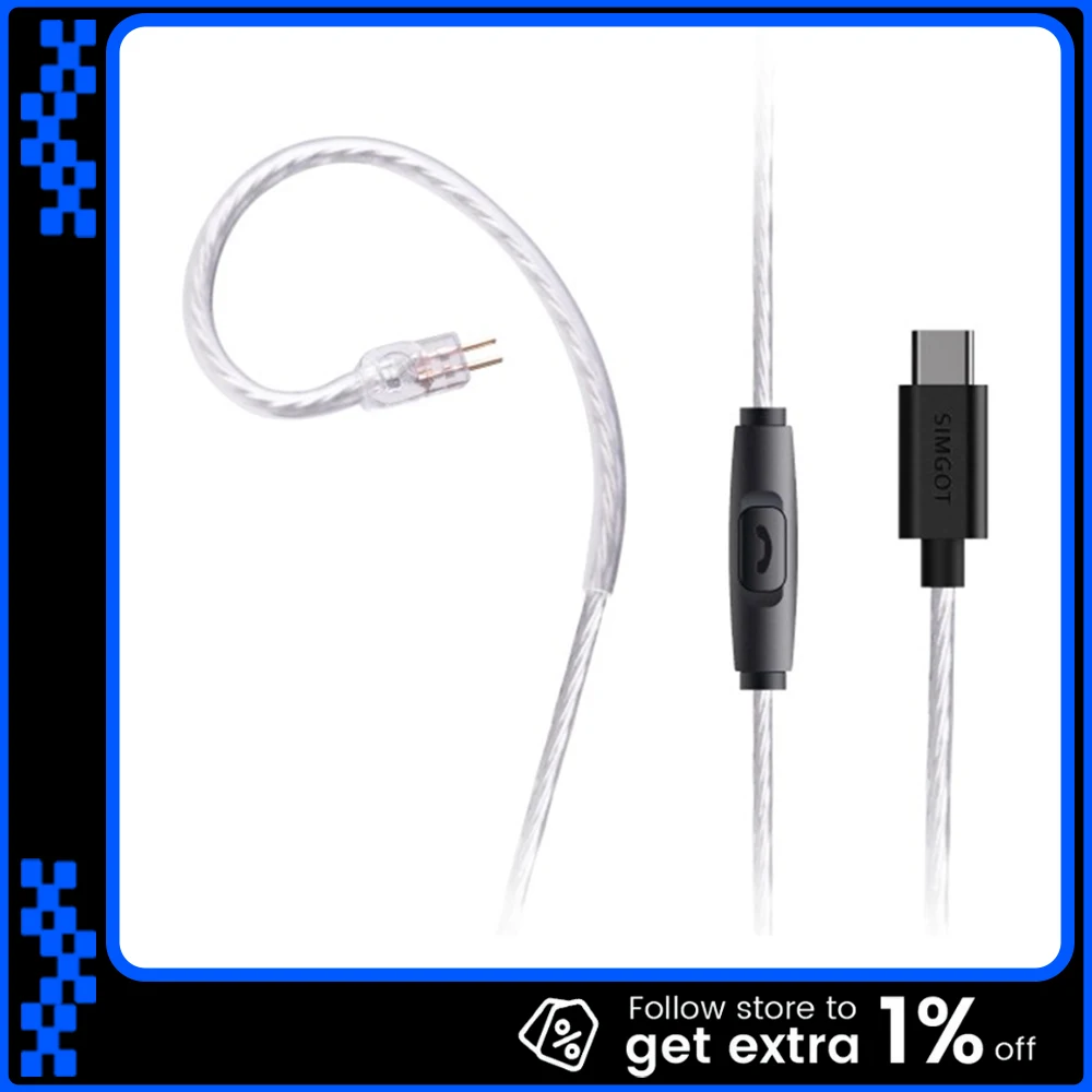 

SIMGOT LC1T II Кабель для наушников Аудиокабель Сменный кабель с проводью пшеницы Обновление управления Typec/3,5