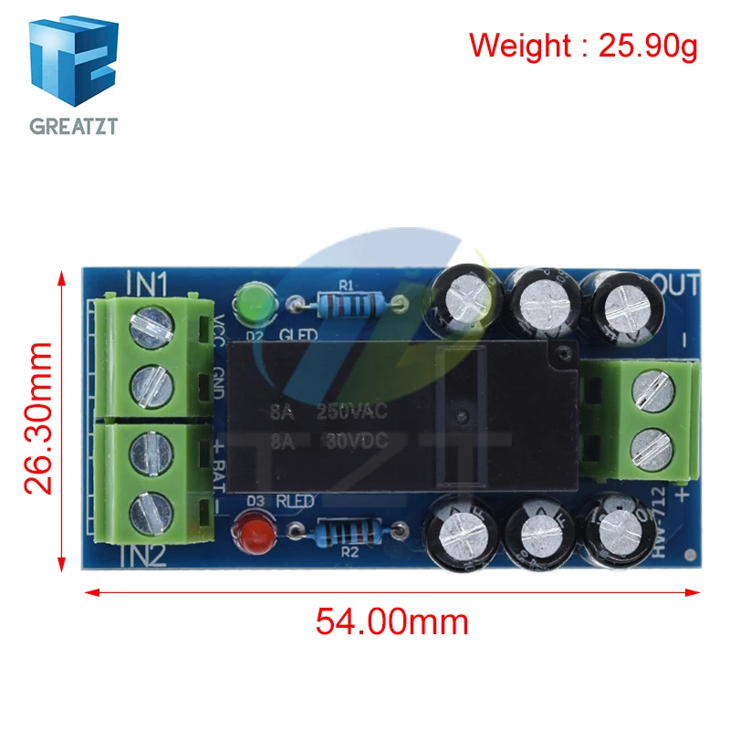 GREATZT 12V 150W 12A Backup Battery Switching Module high power Board Automatic switching battery power XH-M350