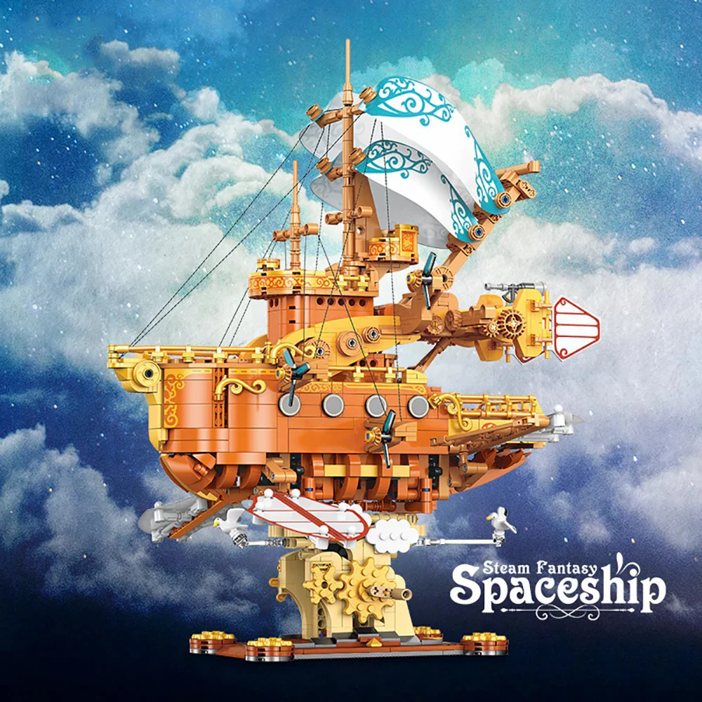 

Pirate Ship Series Steam Fantasy Spaceship Model Building Blocks,1864PCS,Ship Cruisers Building Blocks Set Puzzle Toys Gift