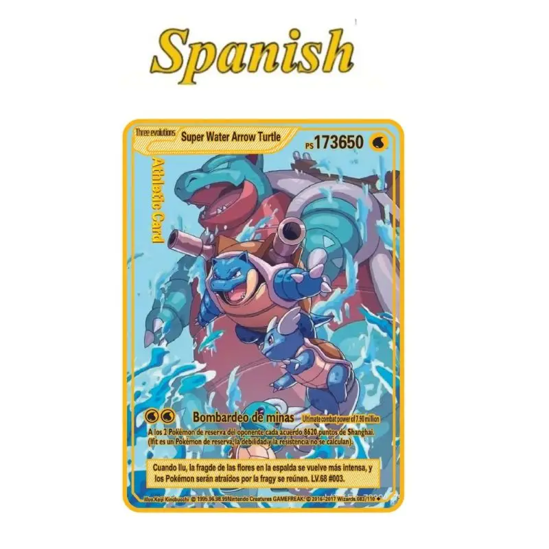 بطاقة بوكيمون المعدنية 10000 نقطة Arceus Charizard Super Card الذهبي الإسباني Mewtwo Vmax GX EX أنيمي جمع بطاقات هدية