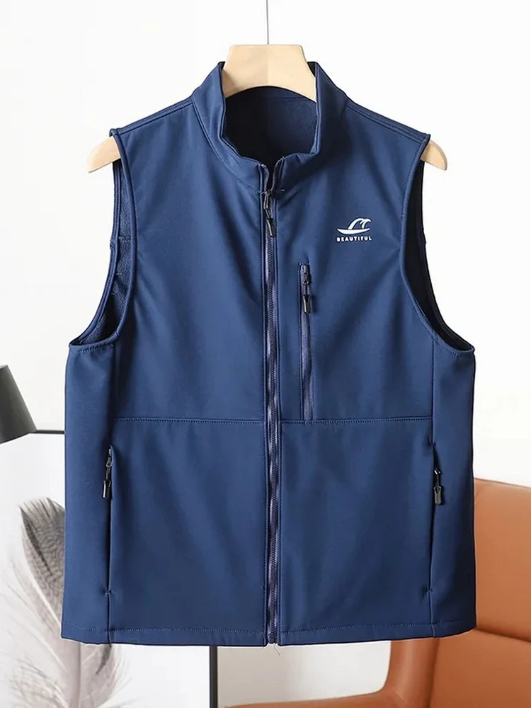 

American Sle Outdoor Casual Fce Lined Soft ell Vest Men's Autumn Winter New Faion Windproof Water Resistant Jaet