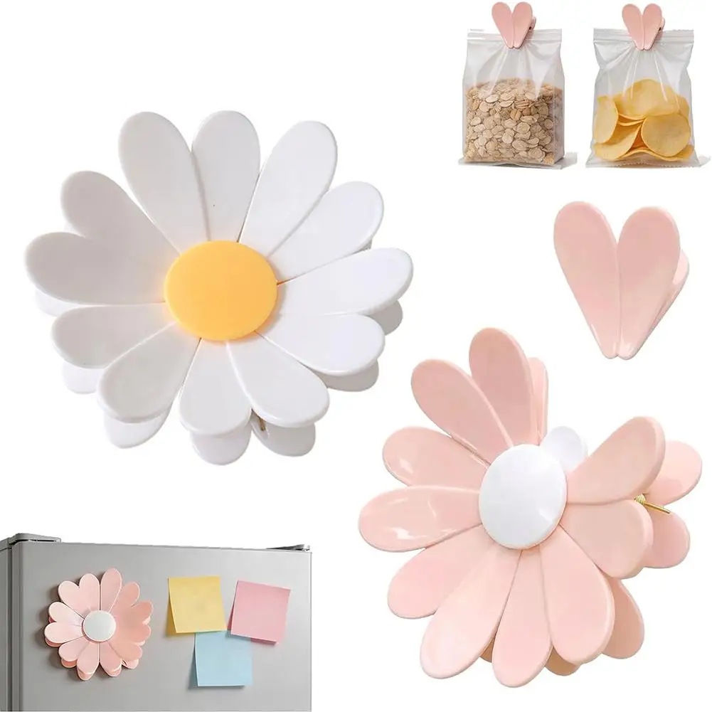 Magnetic Daisy Detachable Sealing Clip, Kitchen Refrigerator Sticker, Office File Classification Clip, Snack Bag Sealing Clip