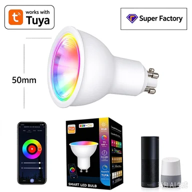 Tuya Smart GU10 LED Spotlight 6W 220V WiFi Bluetooth Dual Mode RGB CW WW Dimmable Smart Light Bulb Voice Control Work with Alexa
