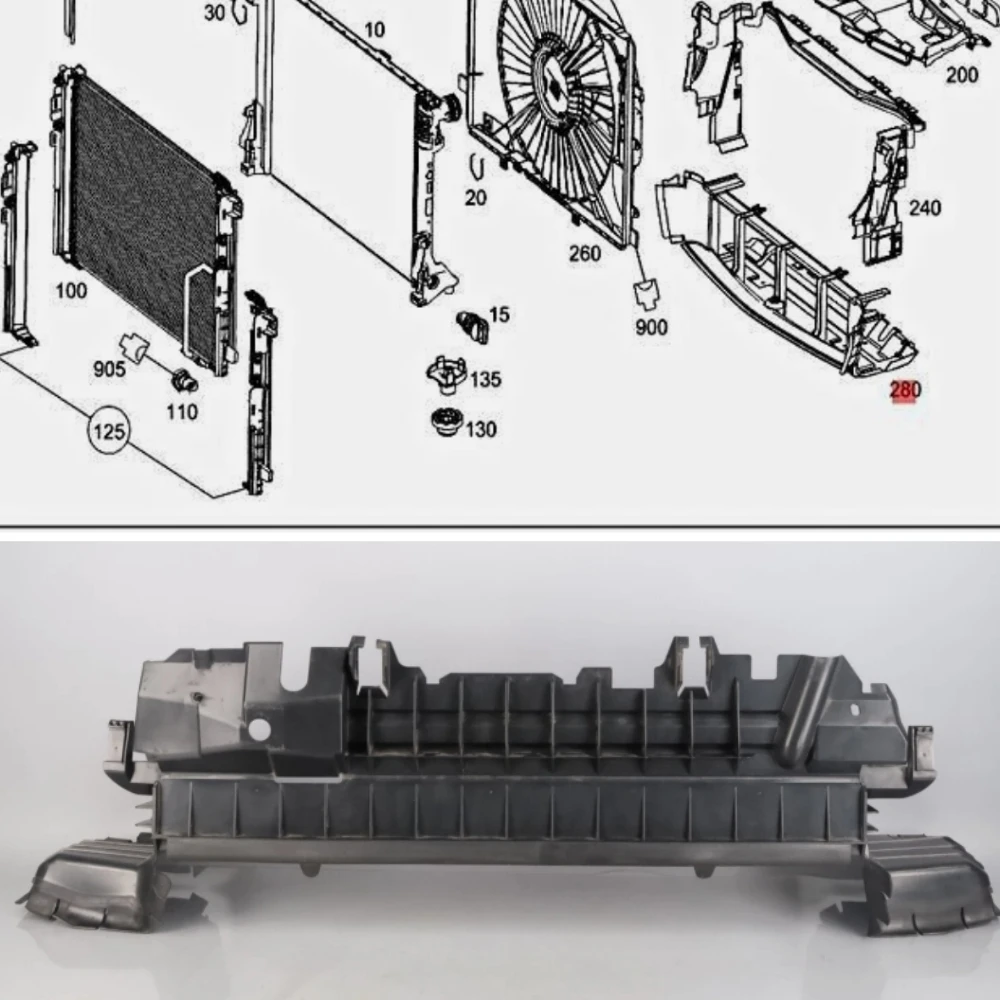Engine Radiator Lower Baffle Air Duct A2125053130 For Mercedes Benz E-Class W212 E350 2012-2016