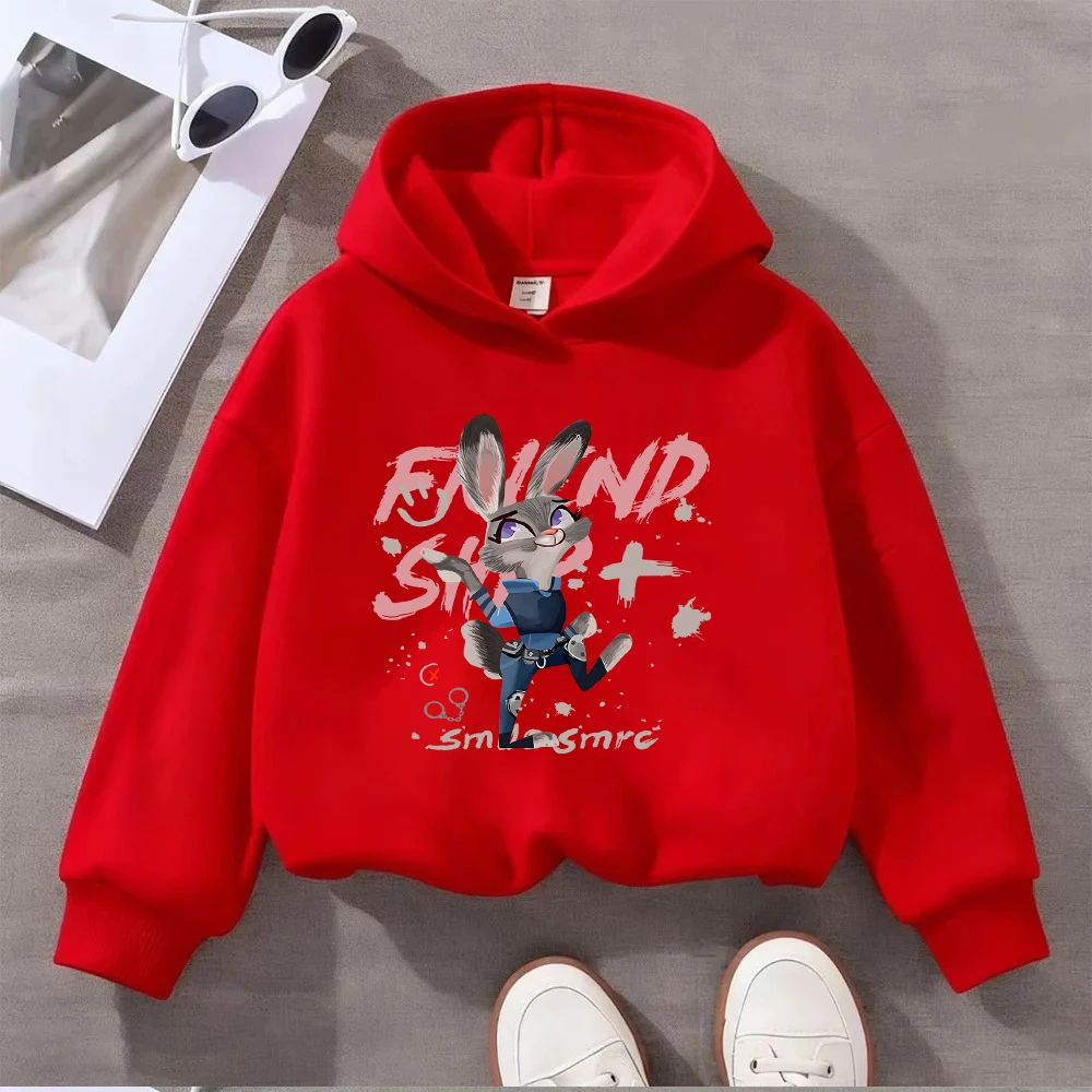 سويت شيرت نسائي بقلنسوة مطبوع عليه ضابط شرطة أرنب كارتوني من ديزني كاجوال بأكمام طويلة للمراهقين