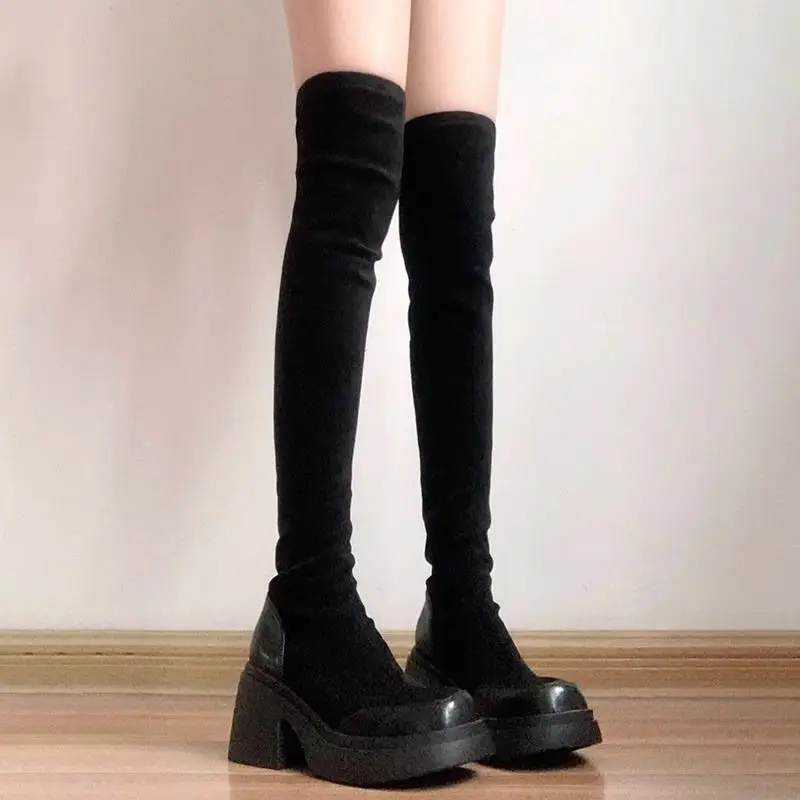 

Thigh High Boots for Women Thick Bottom Over The Knee Boots 2025 Winter Ladies Platform Boots Heels Women Shoes Botas Para Mujer