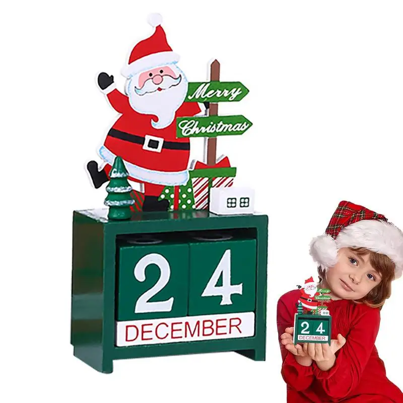 2022 Christmas Countdown Advent Calendar Days Until Christmas Countdown Desk Wooden Decoration Cute Wooden Blocks Winter Holiday