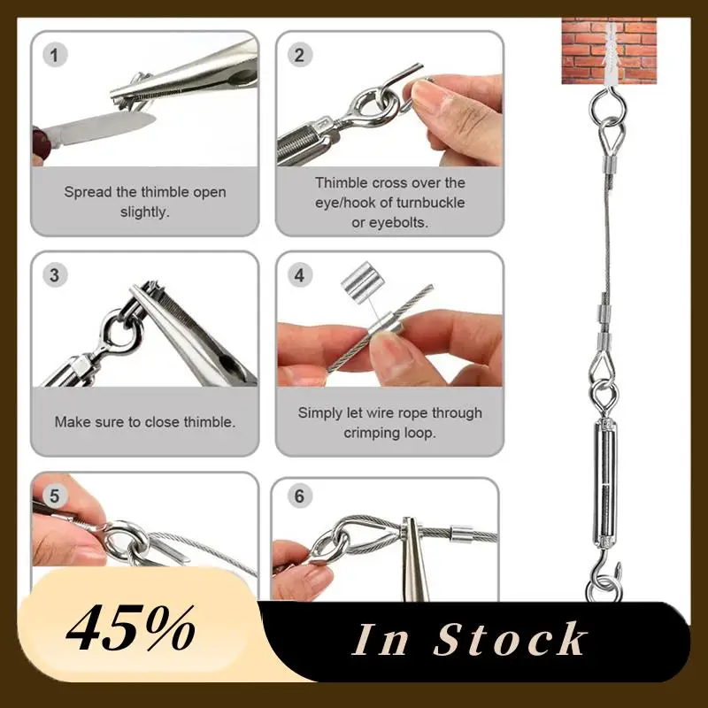 

20M Stainless Steel Kit, 3MM Sorting Helps Tighten Rope Wear With M5 Stainless Steel Rope Clamp R Easy To Replace