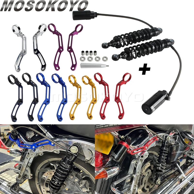 

Мотоциклетные задние амортизаторы с дистанционным резервуаром и кронштейном для Harley Touring Road King Glide CVO Street Electra Glide 14-up