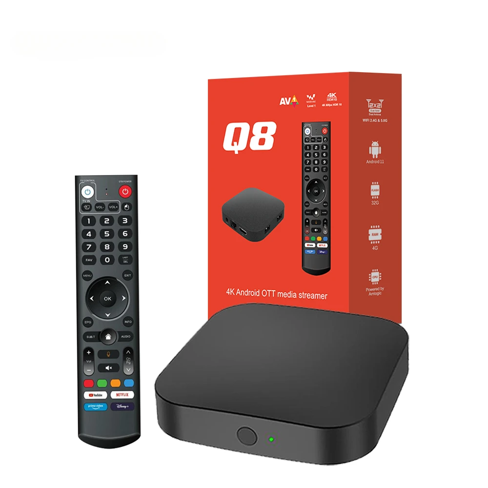 Q8 S905Y4 TV Box Vs ATV OS 4k High Definition Media Player Intelligent Voice Remote Control 4gb 32gb Set Top Box