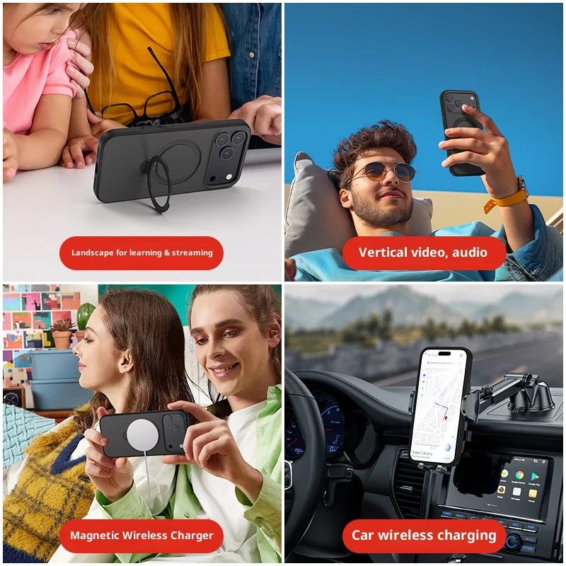 2026 جديد فاخر ماتي شفافة الدورية حامل جراب هاتف مغناطيسي آيفون 17 16 15 برو ماكس بلون متجمد الظهر Copver #4