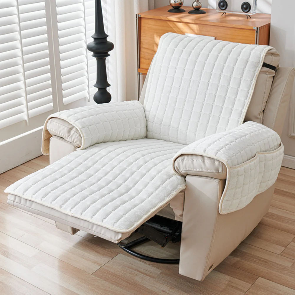 Quilted Stretch Recliner Cover With Storage Non-Skid Recliner Cover For Home