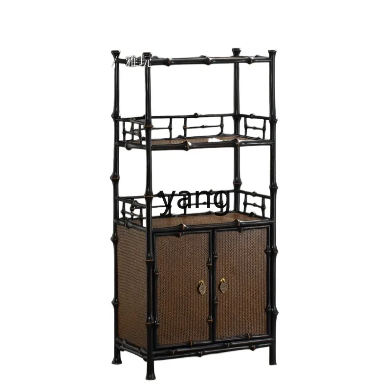 

LMM two-layer tea cabinet with cabinet door tea shed bookcase tea set storage display rack