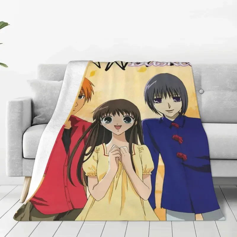 

Fruits Basket Flannel Blankets Vintage Throw Blanket for Home