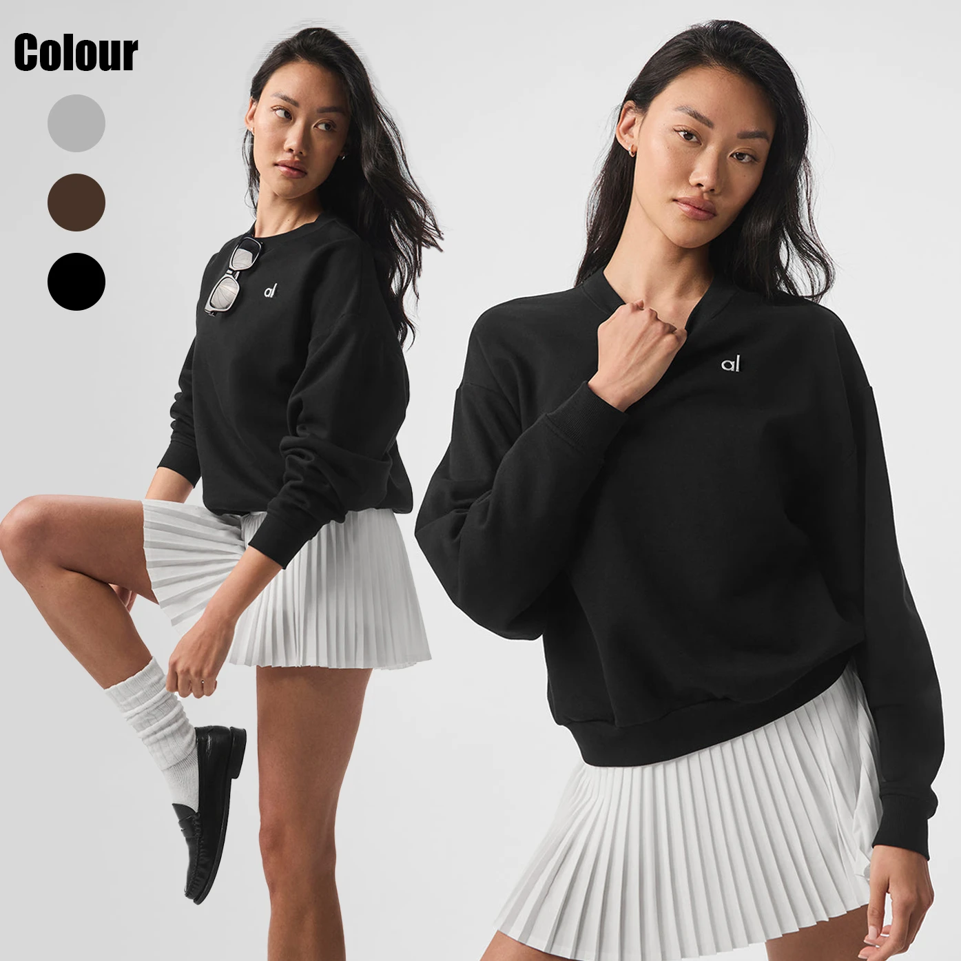 AL Sweatshirt Women Yoga Round Neck Top Fashion Clothes Outdoor Sports Pullover Loose Comfortable  UNISEX Pullover Long Sleeved