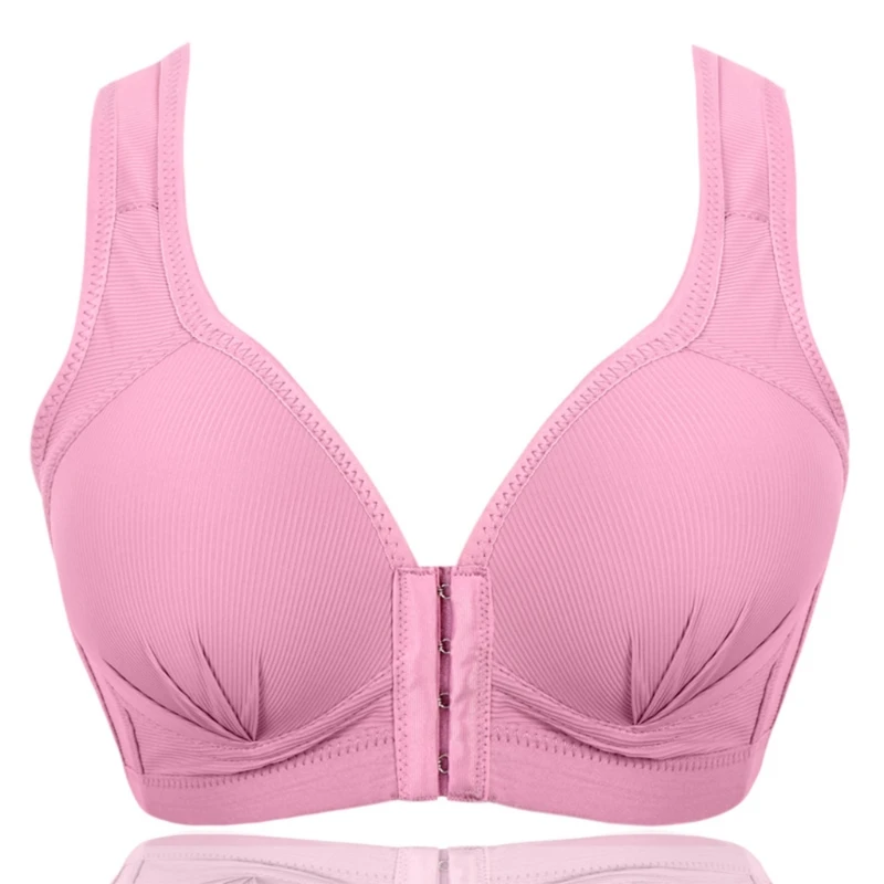 Женский бюстгальтер больших размеров с застежкой спереди, однотонный беспроводной бесшовный бюстгальтер пуш-ап с суперэластичным сексуальным хлопковым бюстгальтером с v-образным вырезом Unde
