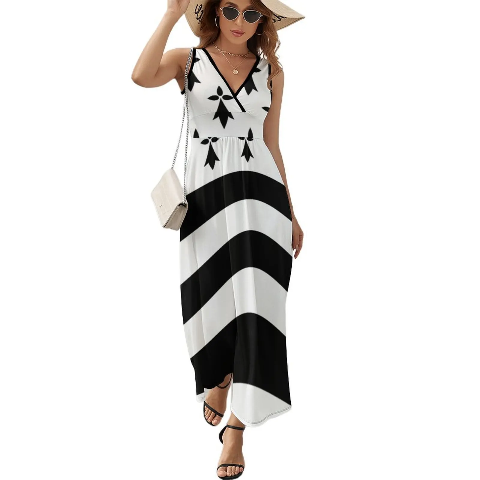 Vestido sin mangas con bandera Breton para mujer, ropa de noche de lujo, holgada, novedad de 2024