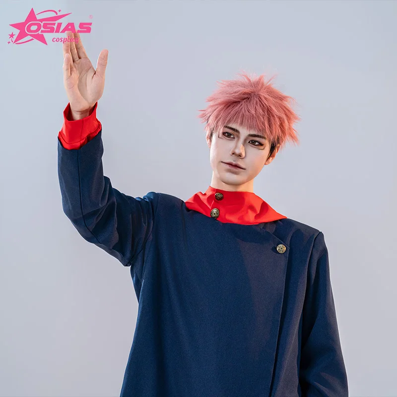 OSIAS Itadori Yuji conjunto de disfraz de Cosplay Itadori Yuji peluca Itadori Yuji zapatos Jujutsu Kaisen