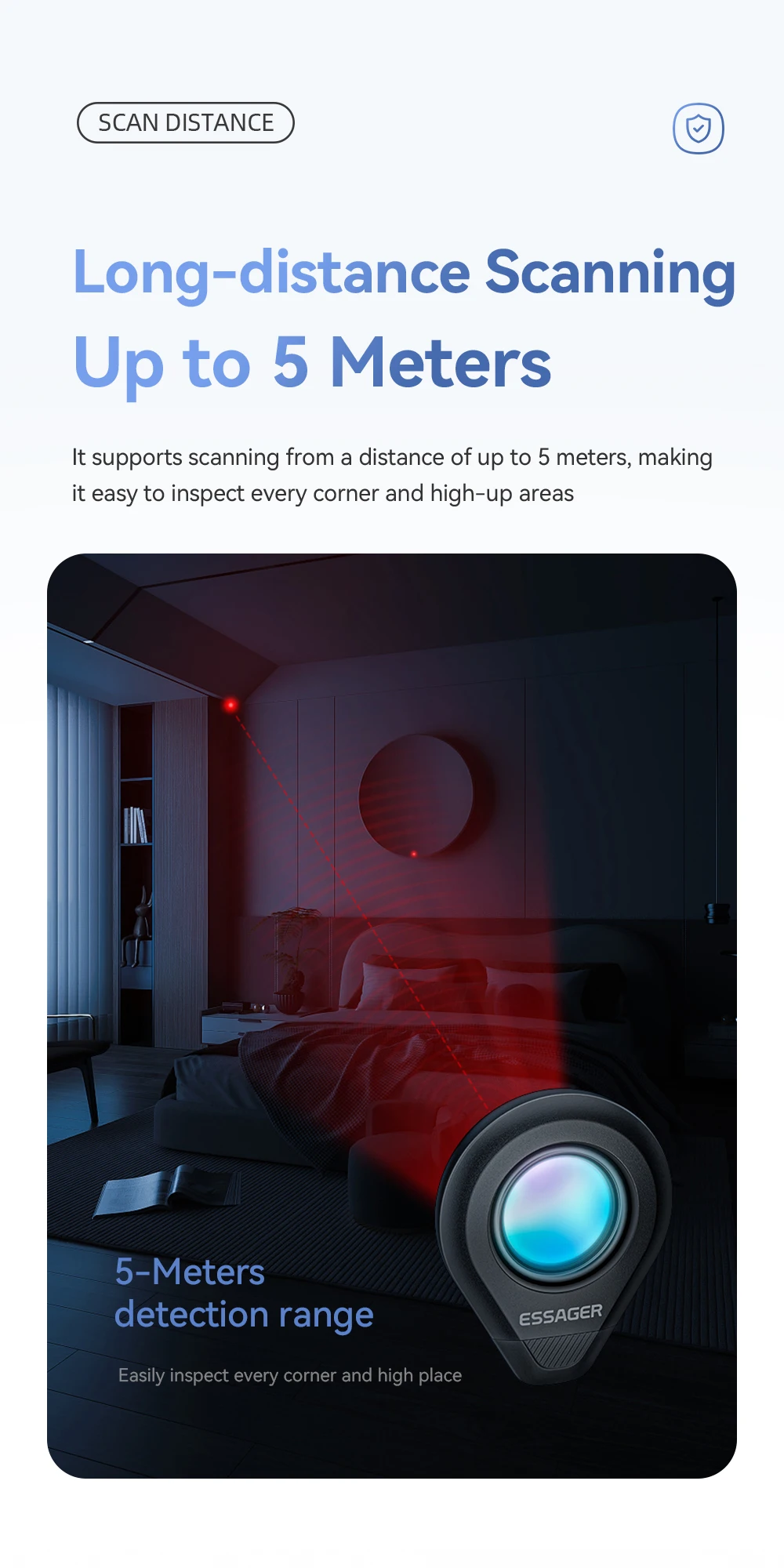 Essager Infrared Camera Detector Anti Peeping Lens Finder Spy Gear For Travel Hotel Security Protection Hidden Camera Detection