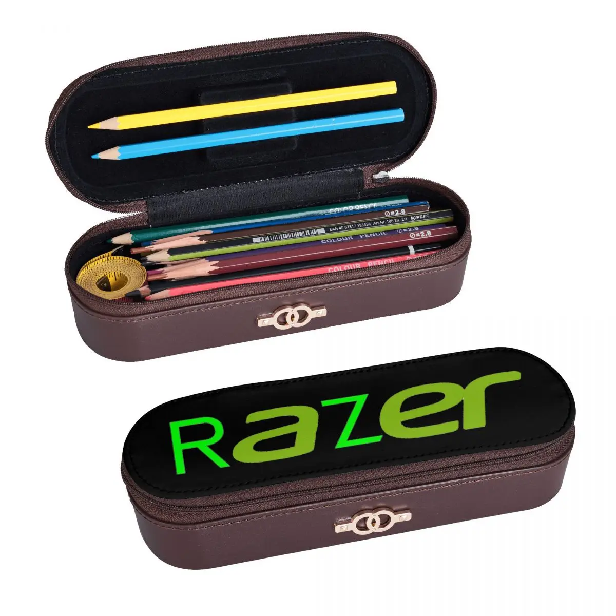 Acer And Razer Combined (RaZer) Leather Pencil Cases Pen Holder Storage Stationery Supplies Pen Box
