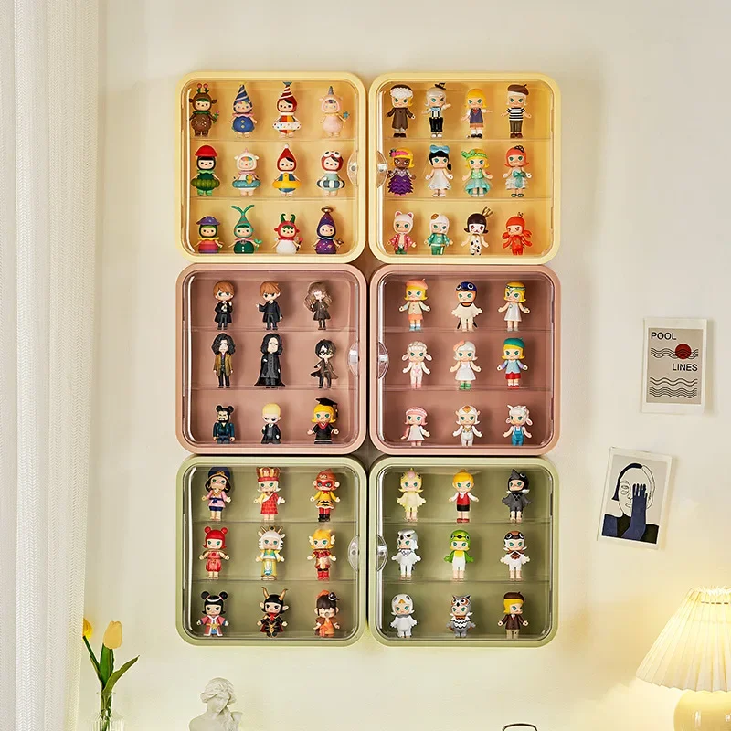 Wall Mount Showcase Clear Acrylic Blind Box Figures 3 Layers Toy Display Case Figures Display Stand Dust Proof Doll Storage Box