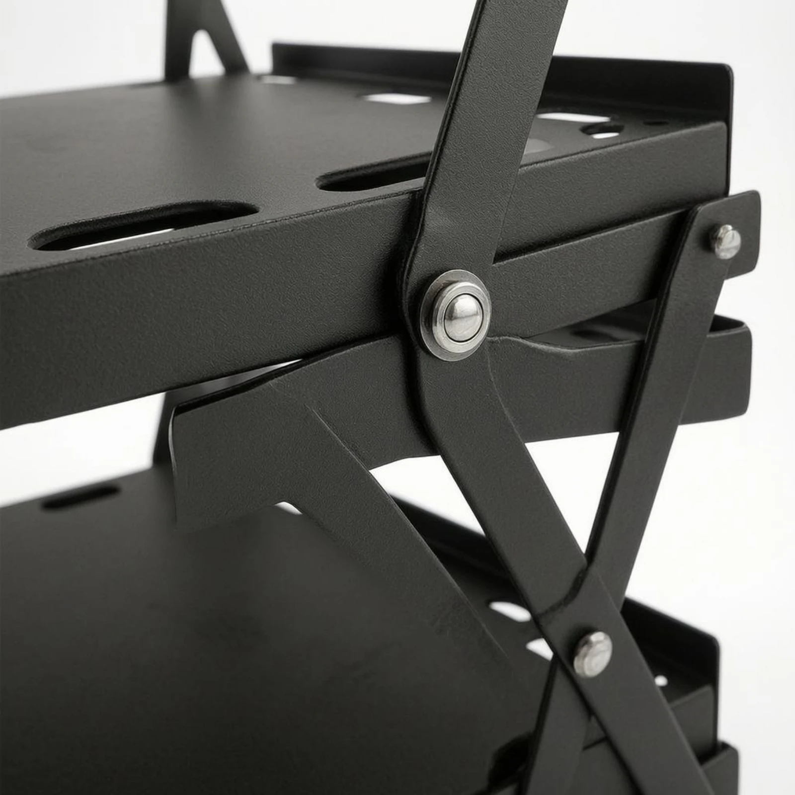 Foldable Storage Rack Black 3-Tier Storage Rack Metal Folding Shelf Raised Edges Collapsible Shelving Unit Open-Frame