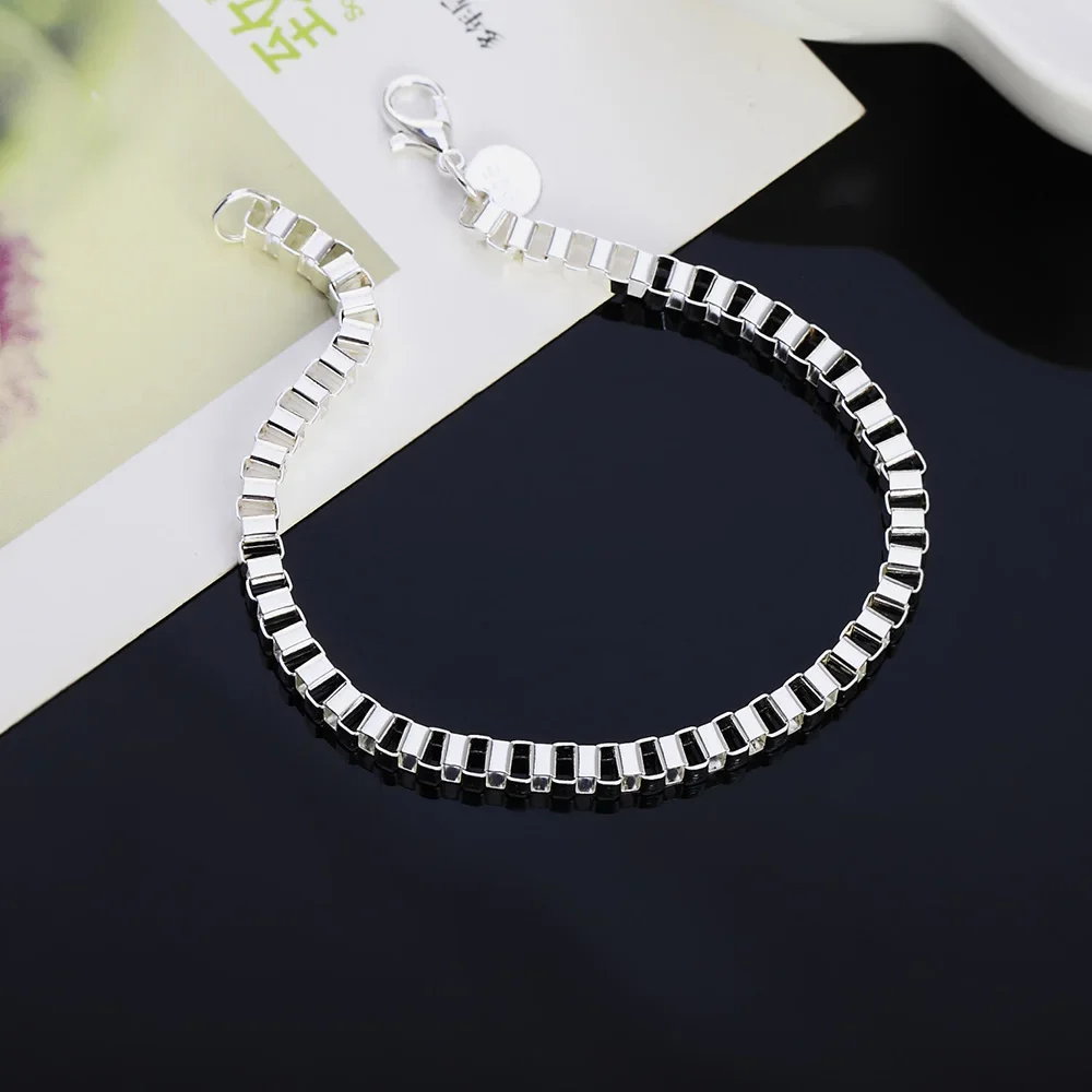 925 Sterling silver fine Lattice wild chain Bracelets for women Wedding party Christmas Gift fashion Jewelry