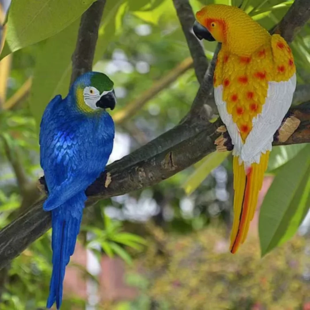 

Resin Parrot Statue Wall Mounted DIY Outdoor Garden Tree Decoration Animal Sculpture For Home Office Garden Decor Ornament
