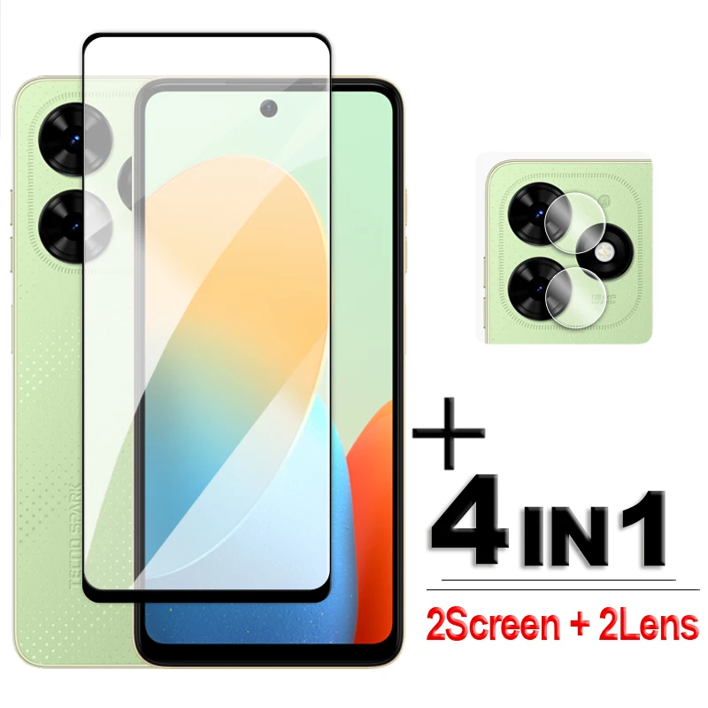 4in1 For Tecno Spark Go 2024 Glass For Tecno Spark Go 2024 Tempered Glass 2.5D Full Cover Screen Protector Spark Go 2024 Film