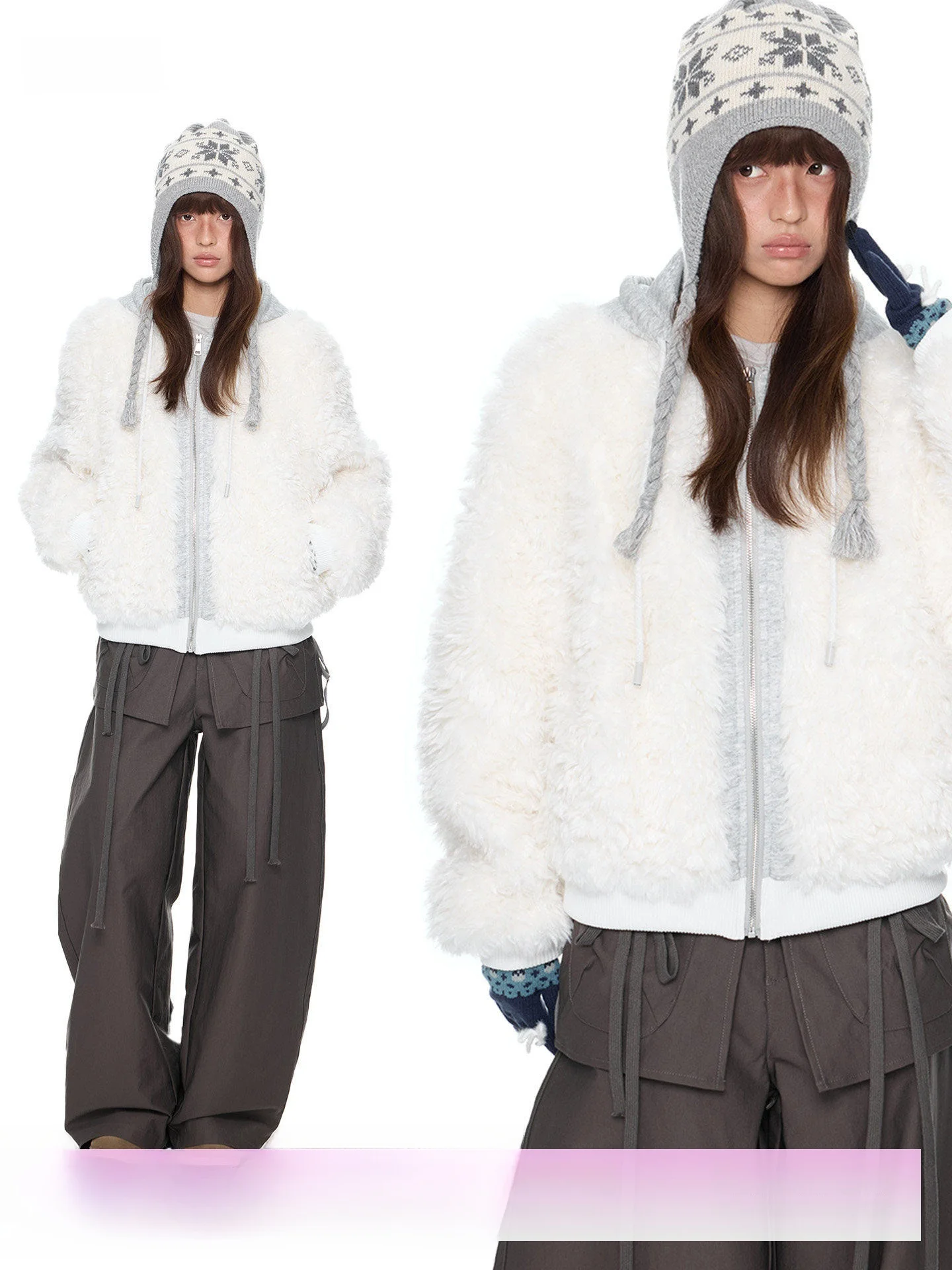 

Женская повседневная вязаная куртка EZEK из овечьей шерсти с капюшоном на молнии, удлиненная, свободного кроя, зимняя верхняя одежда