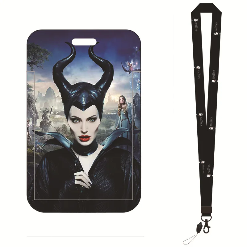 Disney Villains Maleficent ID Badge Holder Lanyards Women Door Card Holders Neck Strap Keychain Credential Gift for Girls