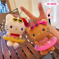 Saniro Hello Kitty Swim Ring Plush Pendant Doll Anime Kt Cat Cute Hawaiian Style Pendant Backpack Decoration Girl Gift