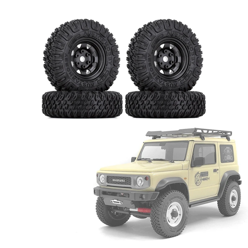 4PCS 85Mm 1.55 Metal Beadlock Wheel Rims Tires Set For 1/10 RC Crawler Car Axial Yeti Jr RC4WD D90 TF2 Tamiya