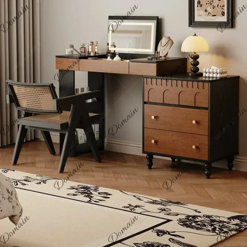 Corner Vintage Makeup Table Cabinets Bedside Black Long Dressing Table Chairs Mirror Kids Tocador Maquillaje House Accessories