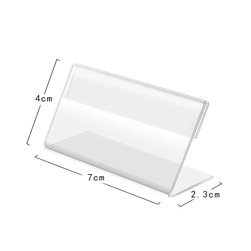 10 PCS Mini Business Name Card Holder Transparent Acrylic Desktop Sign Label 7x4cm Name Price Tag Table Display Rack Bracket