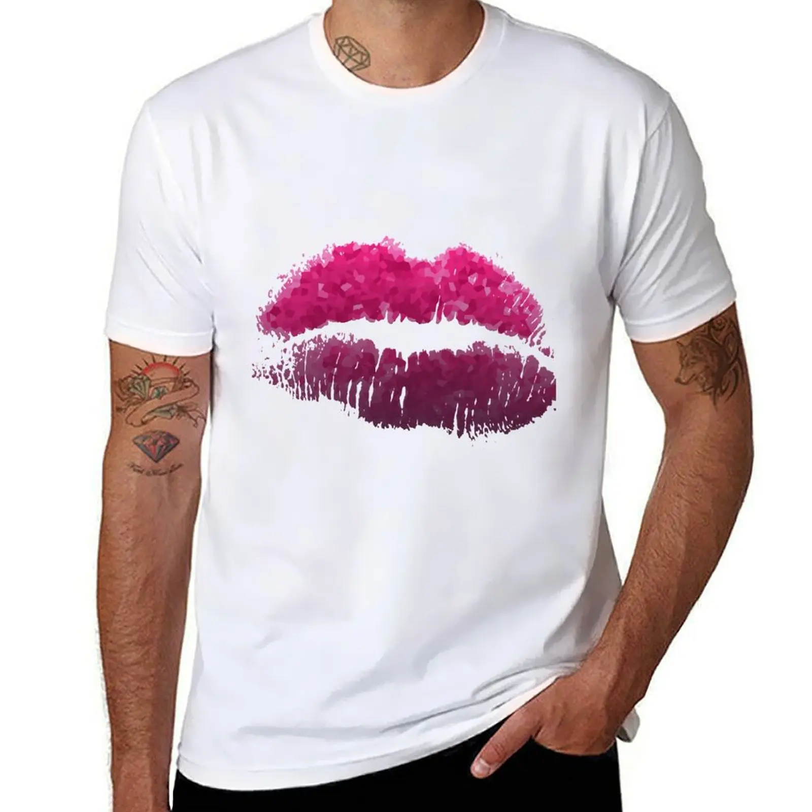 

Pixeled Lips T-Shirt t shirt men 100% cotton luxury brand cotton t shirts high quality mens graphic t shirts T-Shirt