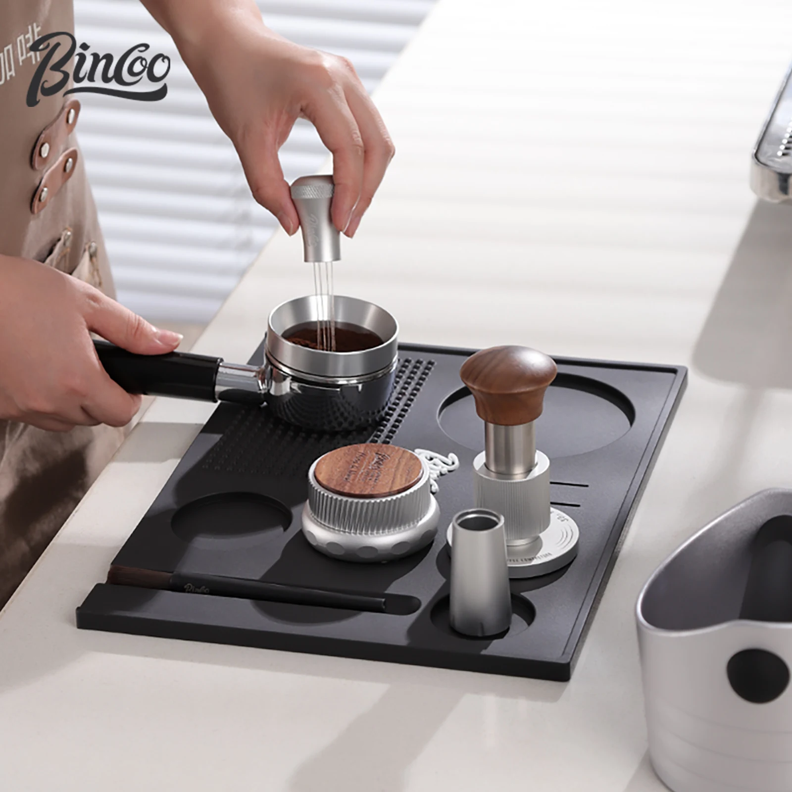

Bincoo Coffee Espresso Tamper Mat Station Stand Non Slip Holder Support Base Rack For 51MM-58MM Portafilter Barista Accessories