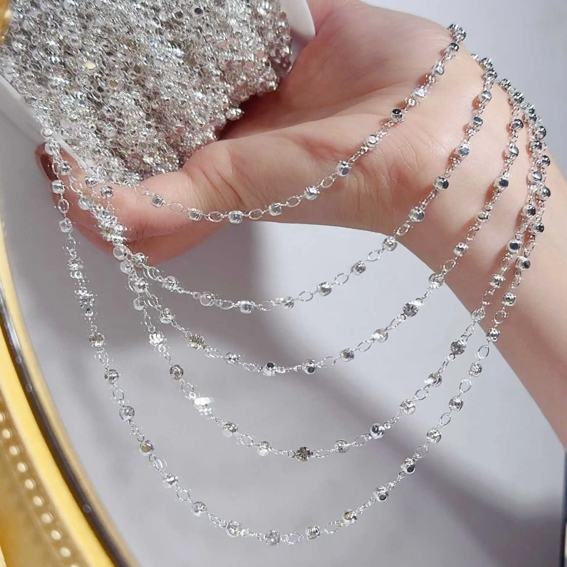 0.5/1/2M Simple Rhinestone Tassel Chain DIY Headwear Bracelet Necklace Jewelry Clothing Decoration Accessories